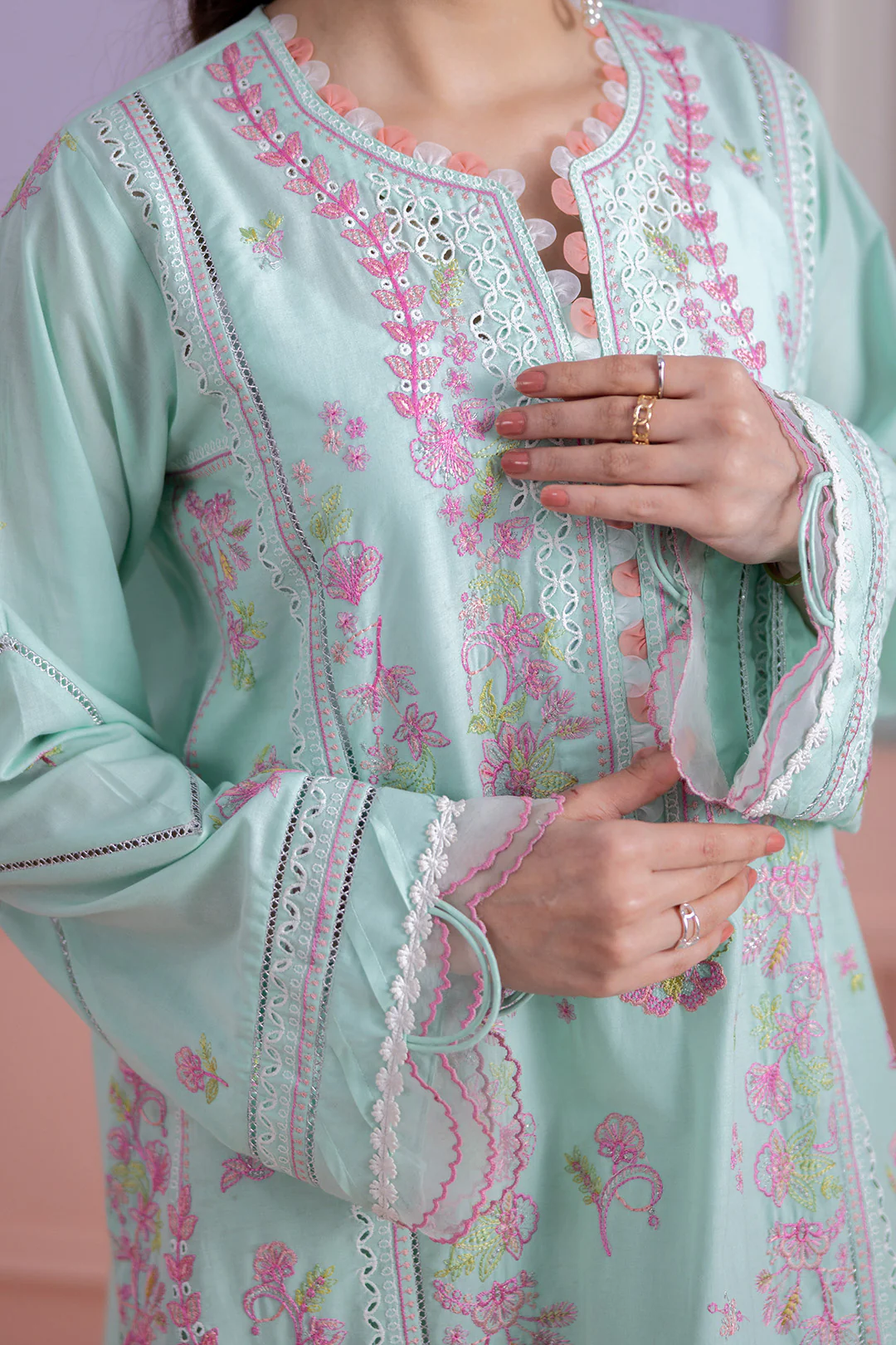 Embroidered Shirt Shalwar Dupatta - 0515 - Image 5