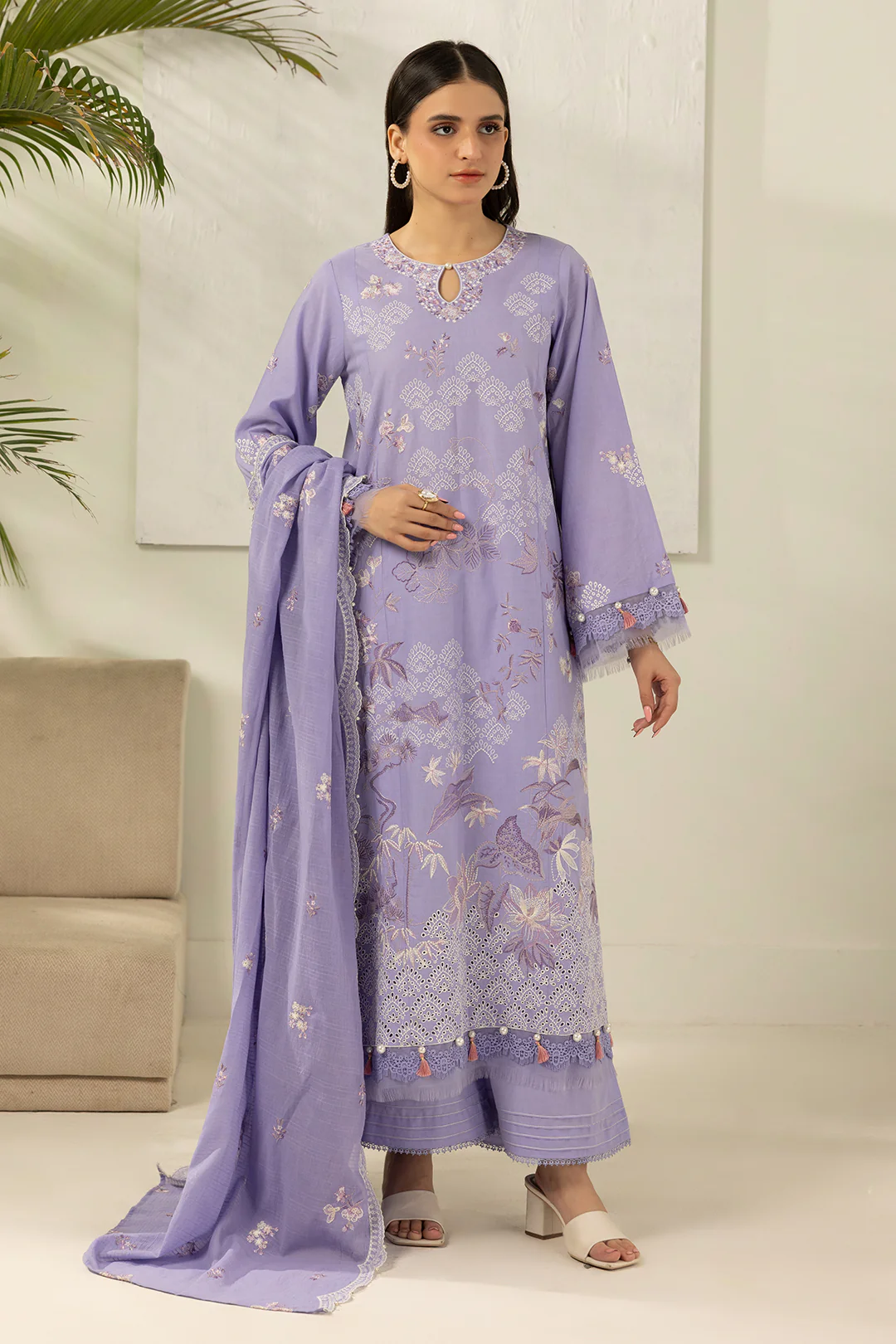 Embroidered Shirt Shalwar Dupatta - 0516 - Image 4