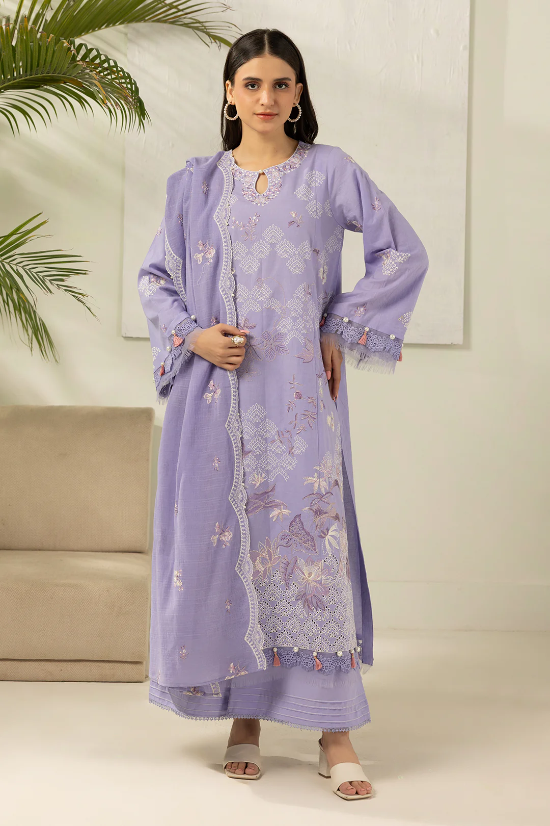 Embroidered Shirt Shalwar Dupatta - 0516 - Image 5
