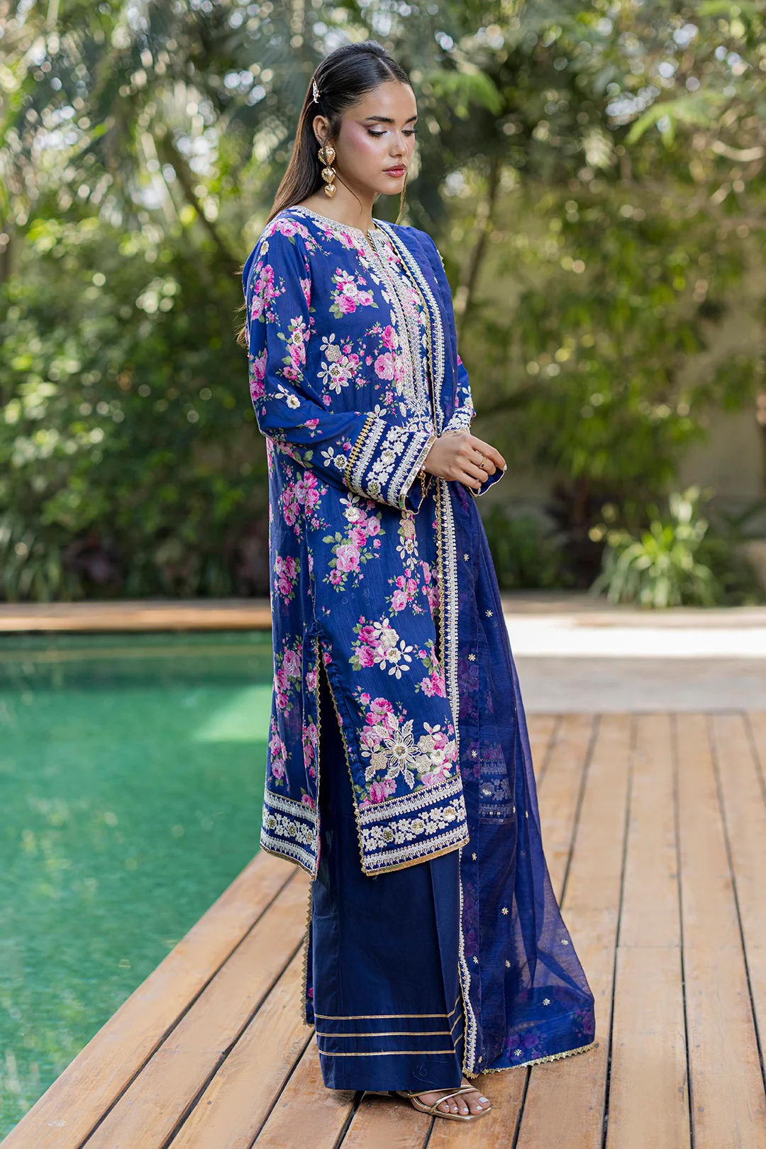 Embroidered Shirt Shalwar Dupatta - 0519 - Image 5