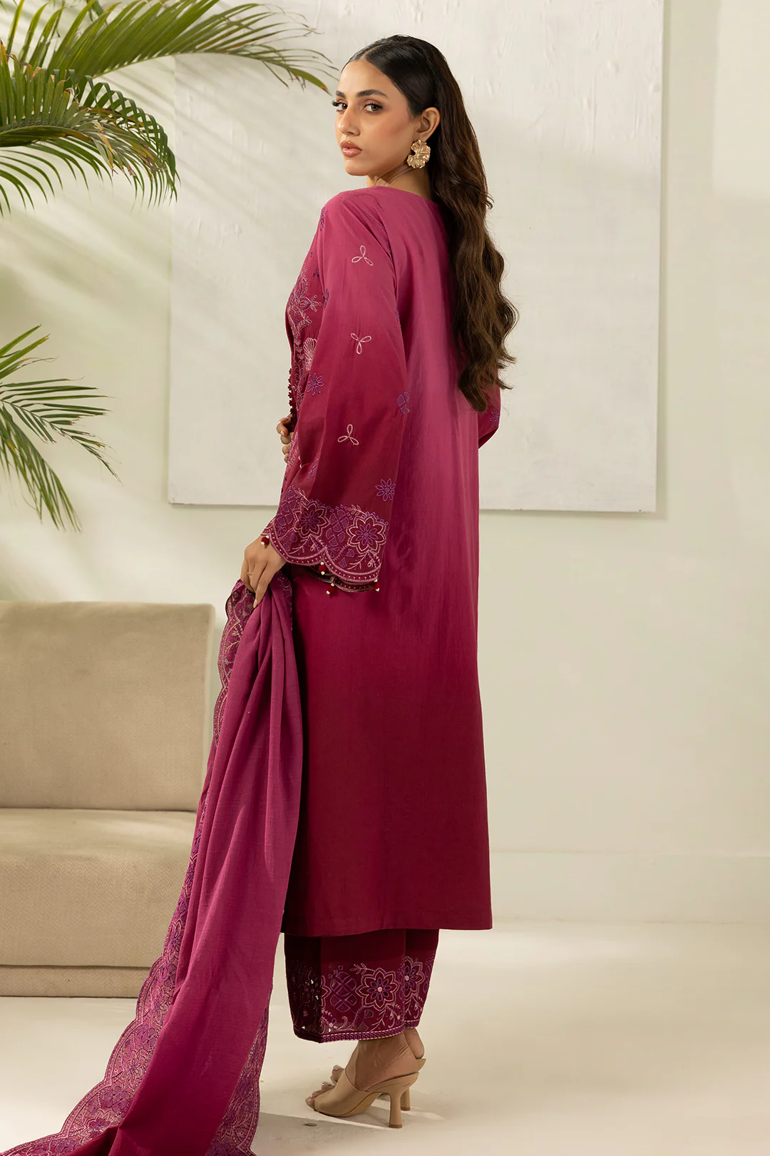 Embroidered Shirt Shalwar Dupatta - 0520 - Image 10