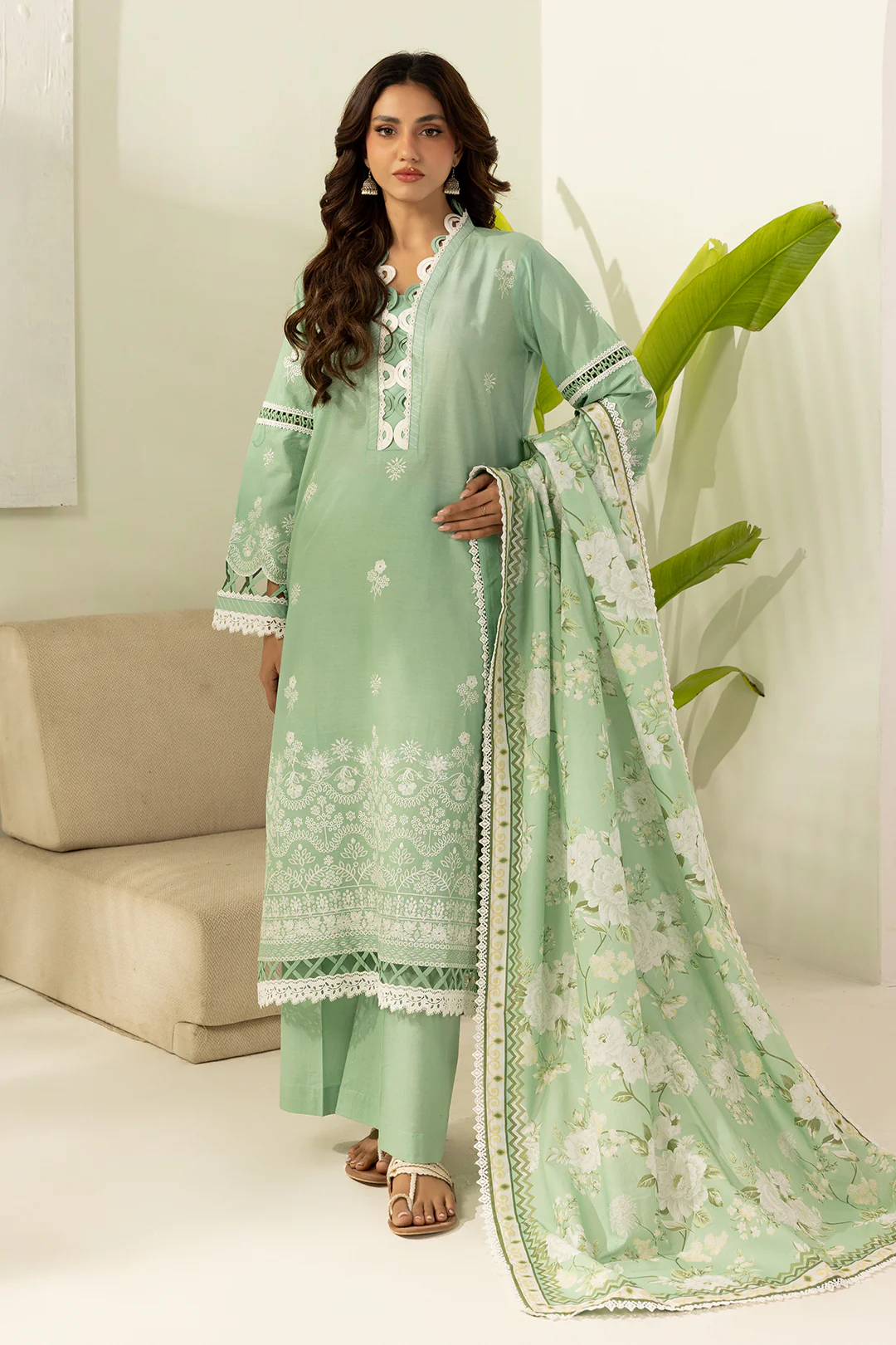 Embroidered Shirt Shalwar Dupatta - 0568 - Image 5