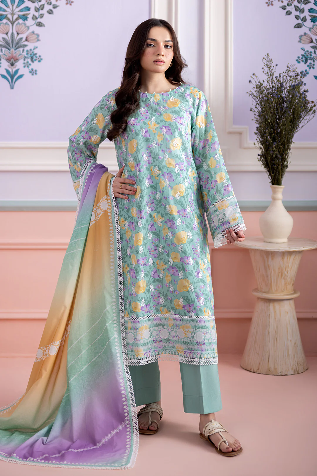 Embroidered Shirt Shalwar Dupatta - 0569 - Image 4