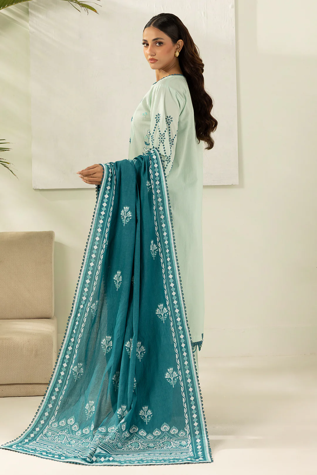 Embroidered Shirt Shalwar Dupatta - 0576 - Image 9