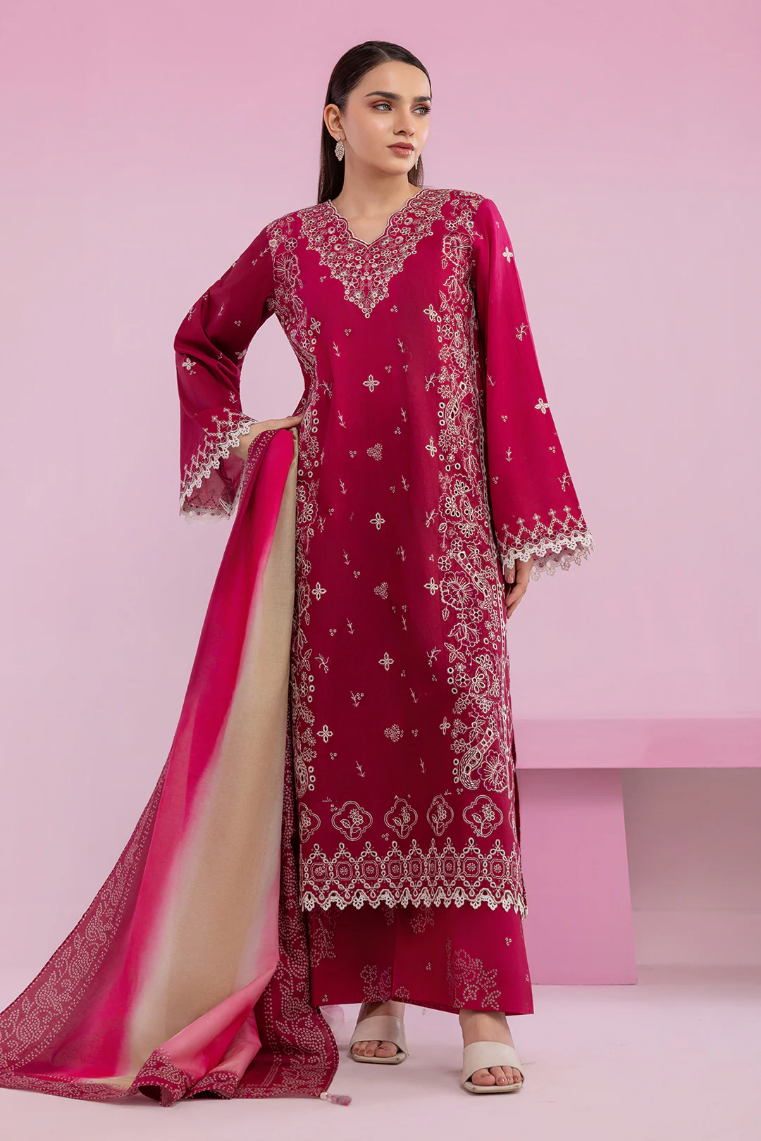 Embroidered Shirt Shalwar Dupatta - 0578 - Image 6
