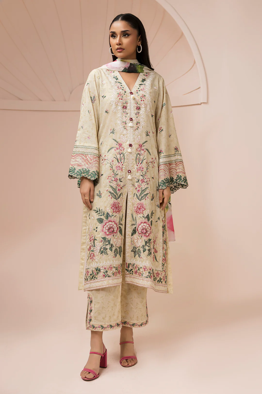 Embroidered Shirt Shalwar Dupatta - 0580 - Image 5