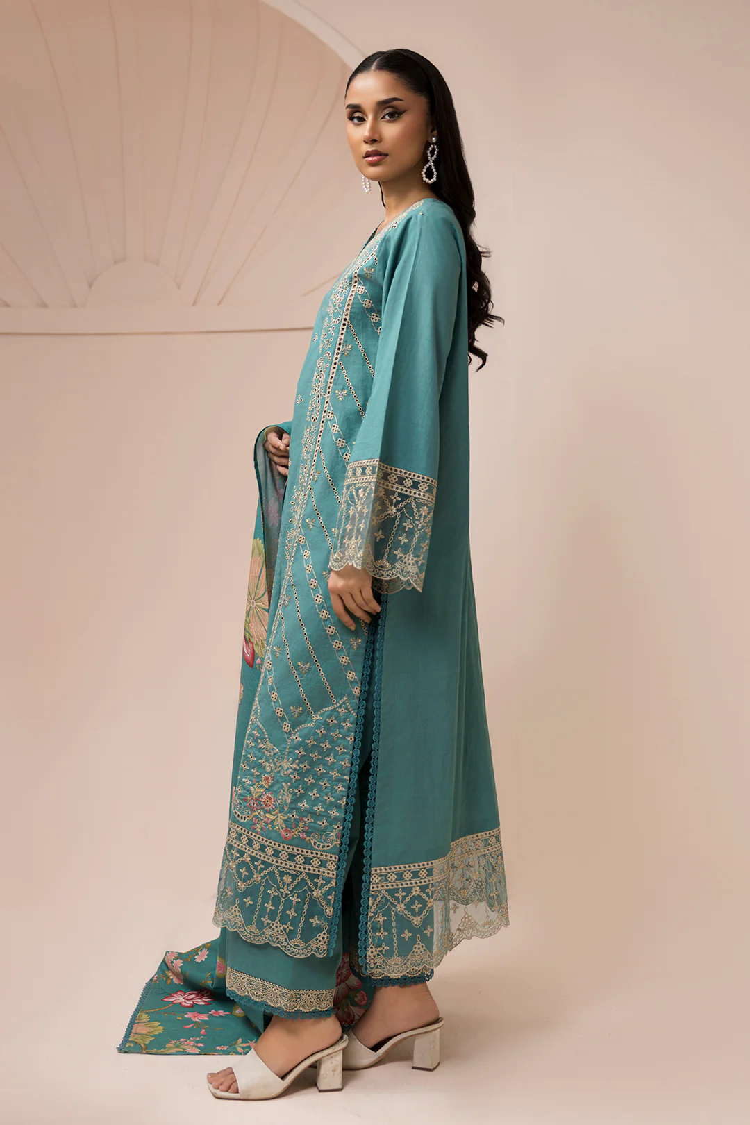 Embroidered Shirt Shalwar Dupatta - 0582 - Image 6
