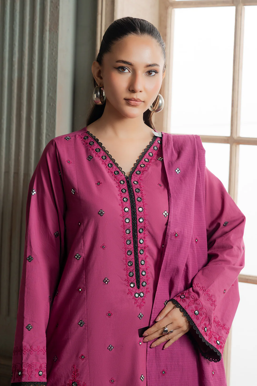 Embroidered Shirt Shalwar Dupatta - 0584 - Image 3
