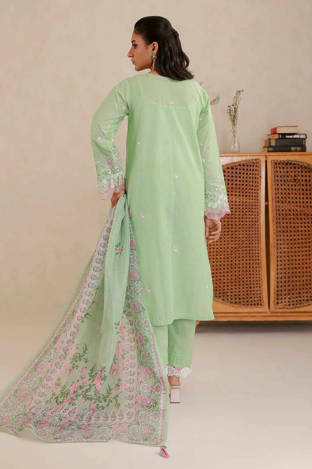 Embroidered Shirt Shalwar Dupatta - 0585 - Image 11