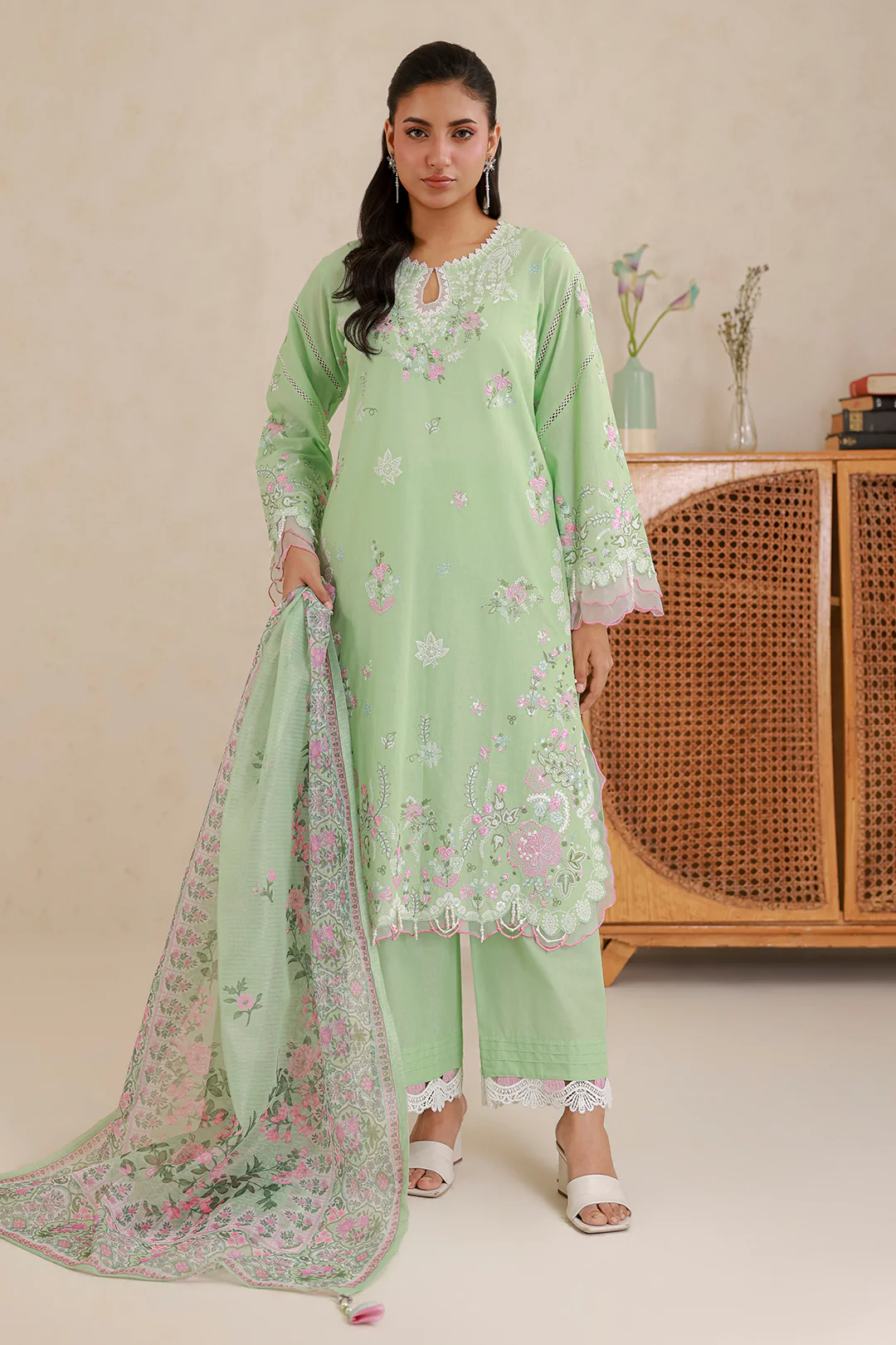 Embroidered Shirt Shalwar Dupatta - 0585 - Image 4