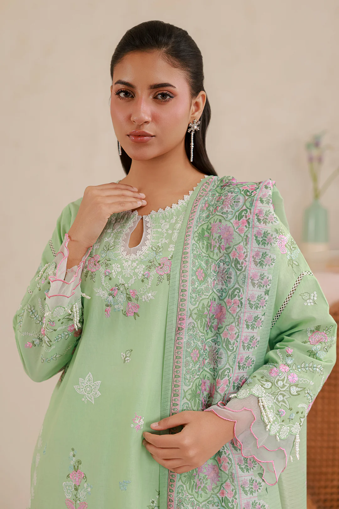 Embroidered Shirt Shalwar Dupatta - 0585 - Image 5