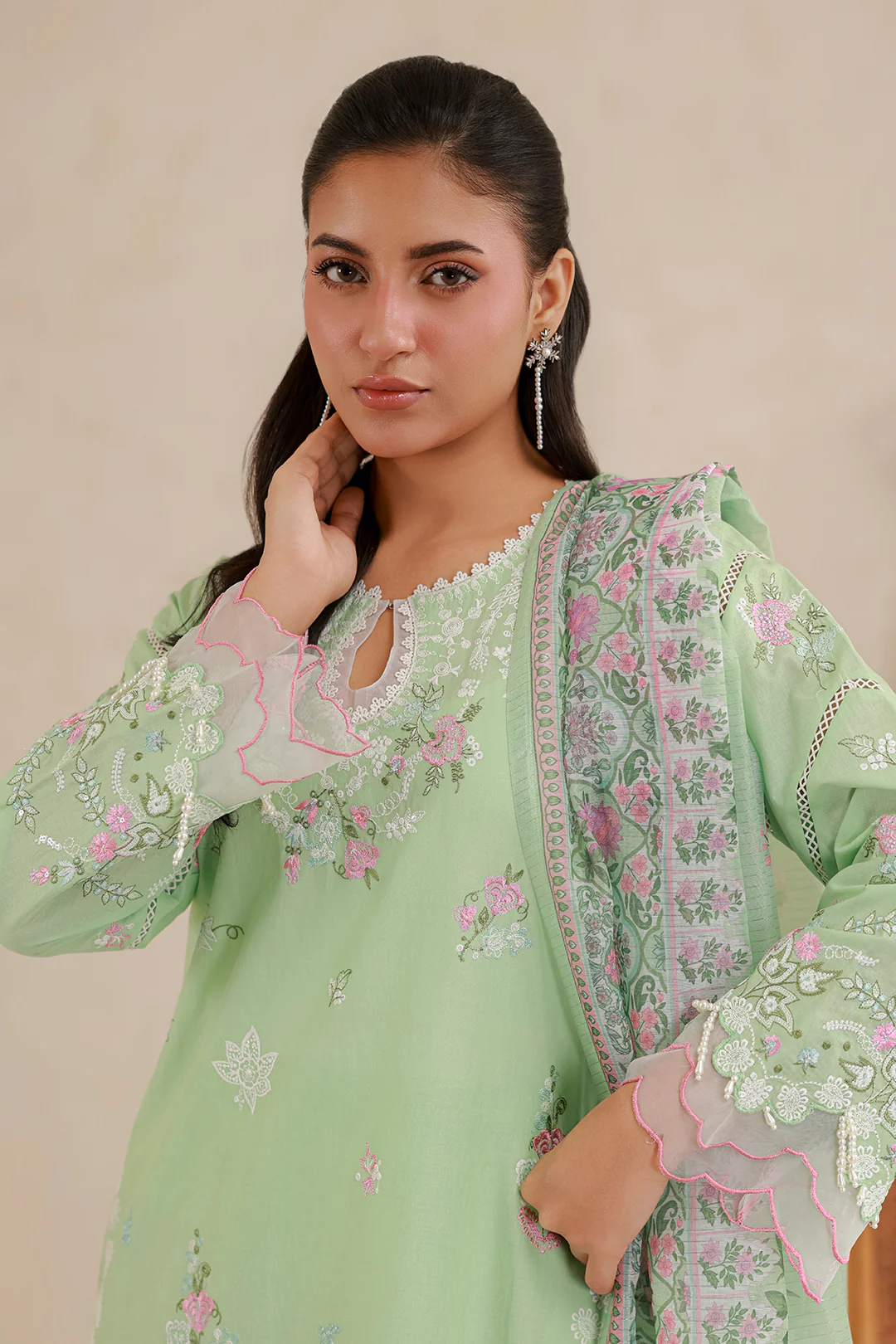 Embroidered Shirt Shalwar Dupatta - 0585 - Image 9