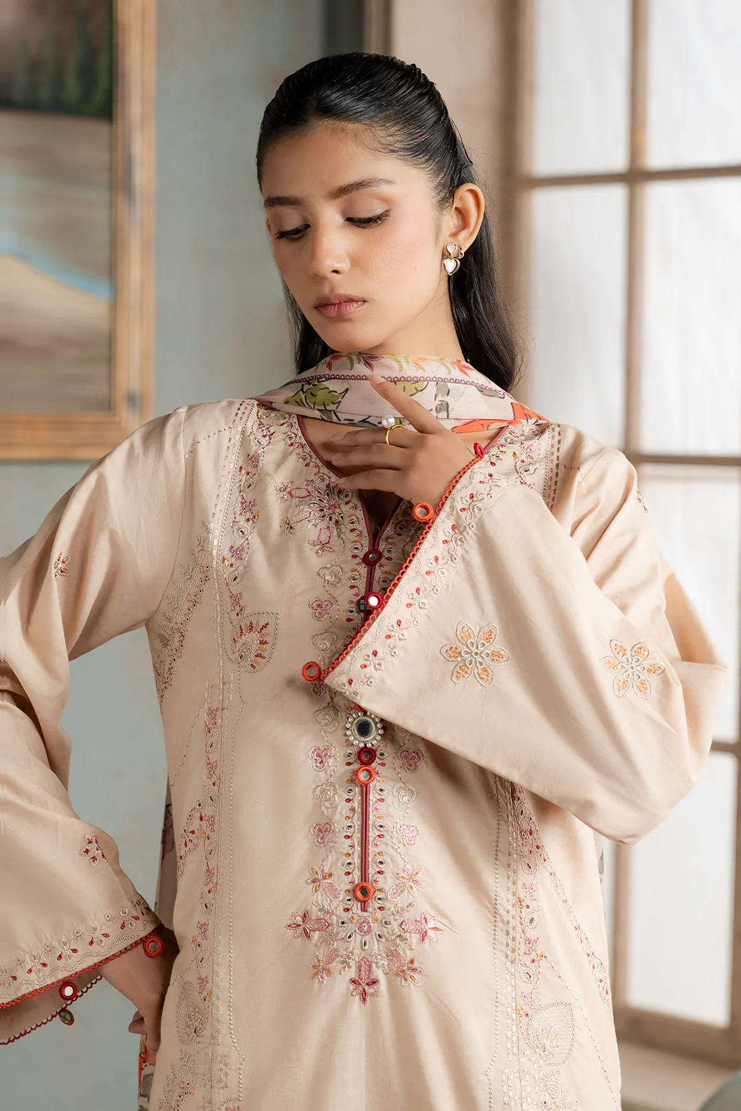 Embroidered Shirt Shalwar Dupatta - 0590 - Image 3