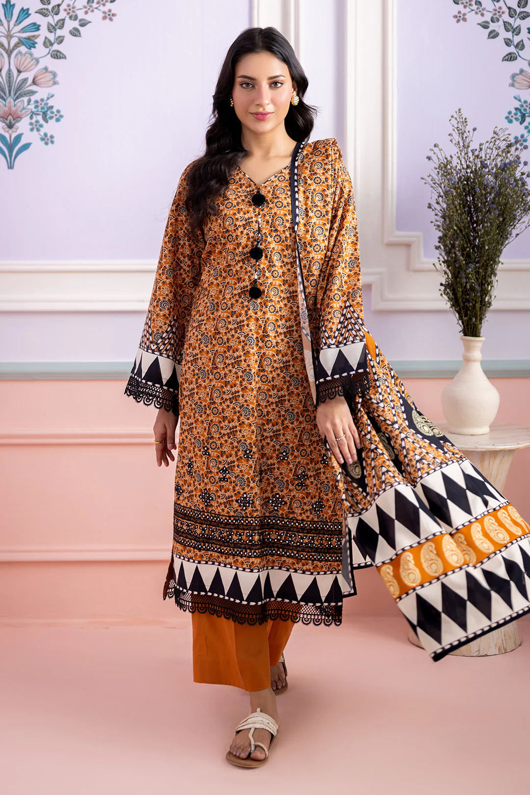 Embroidered Shirt Shalwar Dupatta - 0637 - Image 6