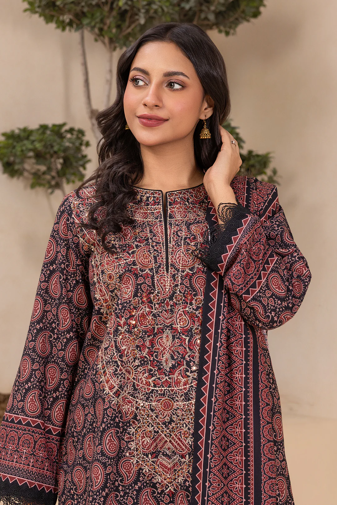 Embroidered Shirt Shalwar Dupatta - 0639 - Image 2