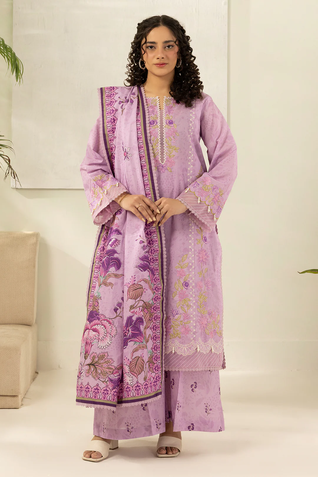 Embroidered Shirt Shalwar Dupatta - 0640 - Image 5