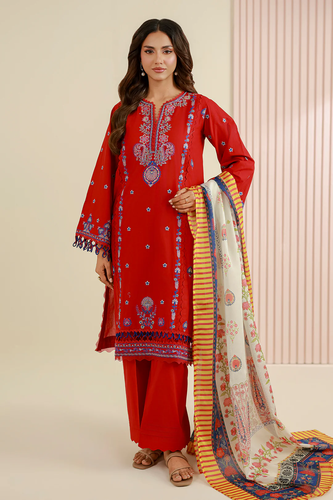 Embroidered Shirt Shalwar Dupatta - 0644 - Image 4