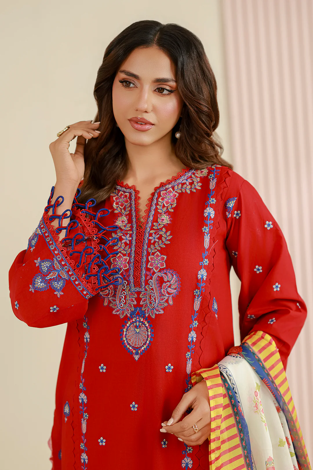 Embroidered Shirt Shalwar Dupatta - 0644 - Image 6