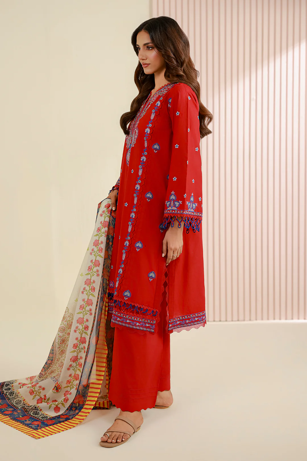 Embroidered Shirt Shalwar Dupatta - 0644 - Image 7