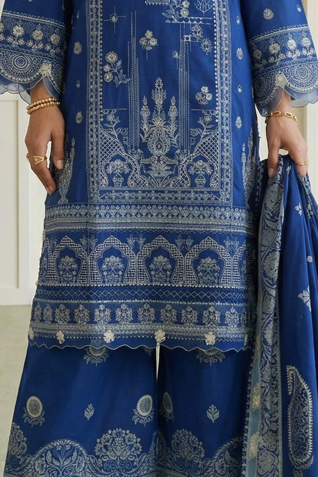 Embroidered Shirt Shalwar Dupatta - 0647 - Image 5