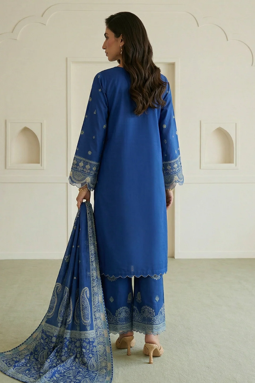 Embroidered Shirt Shalwar Dupatta - 0647 - Image 7