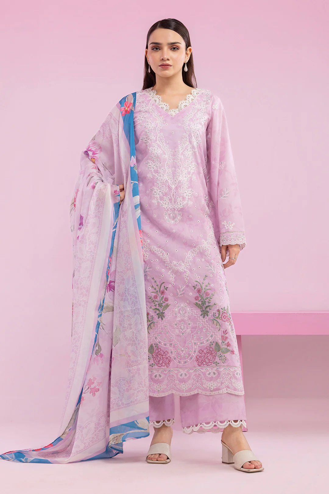 Embroidered Shirt Shalwar Dupatta - 0648 - Image 2