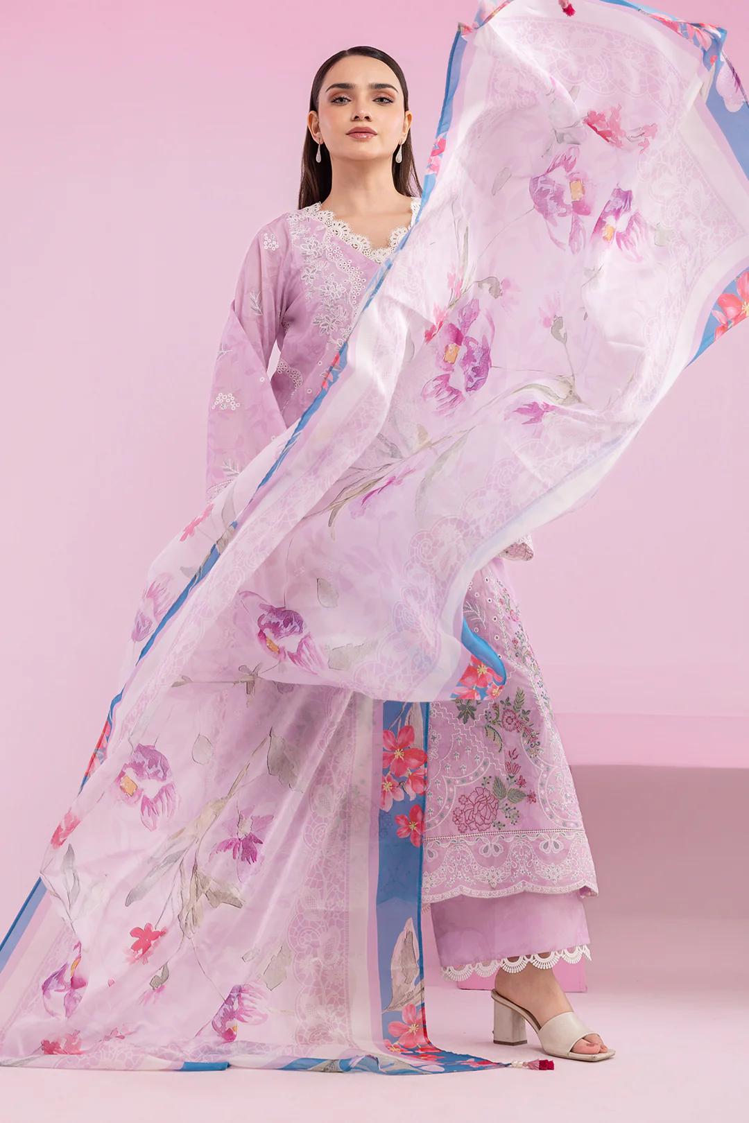Embroidered Shirt Shalwar Dupatta - 0648 - Image 4