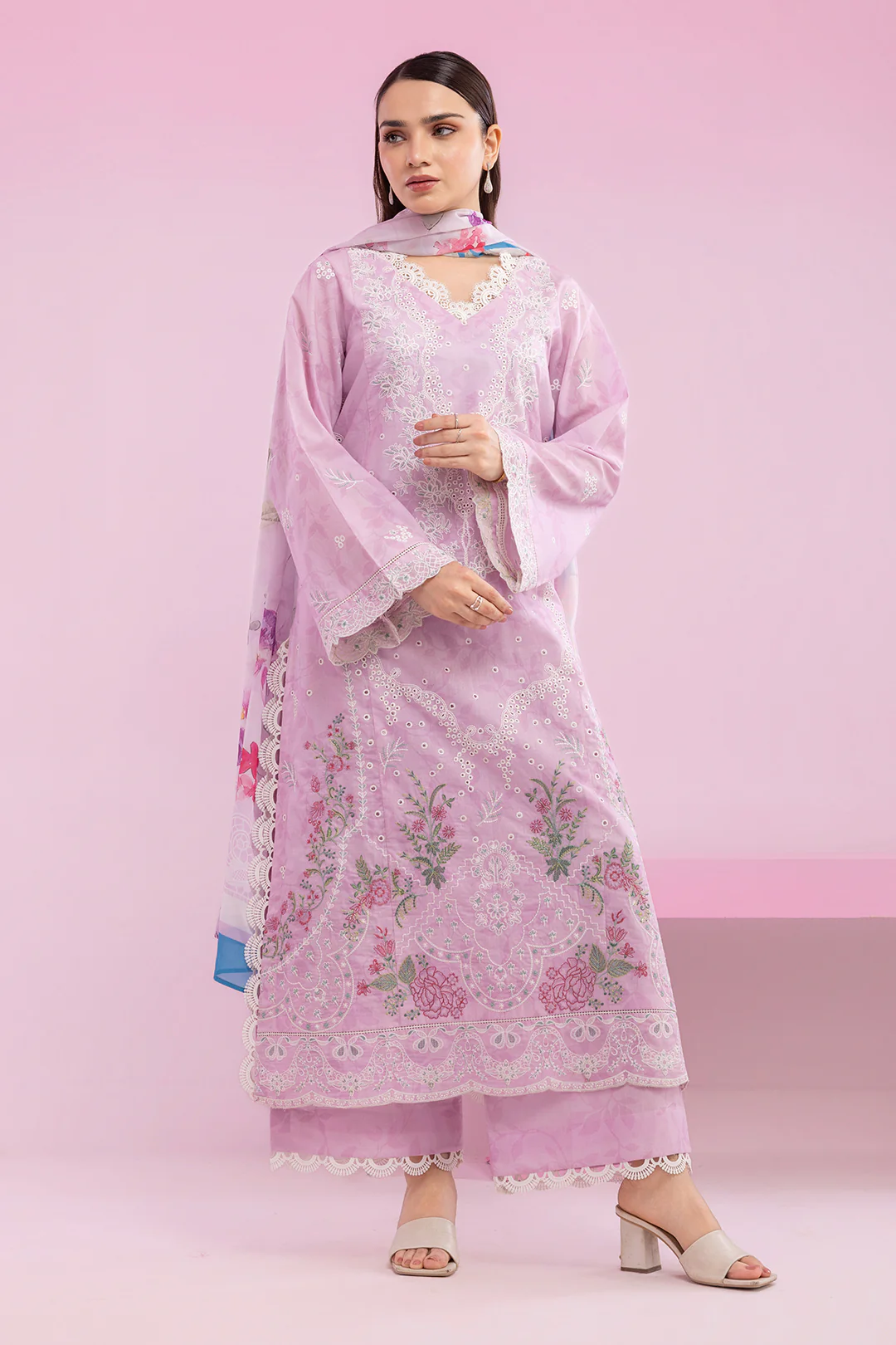 Embroidered Shirt Shalwar Dupatta - 0648 - Image 9