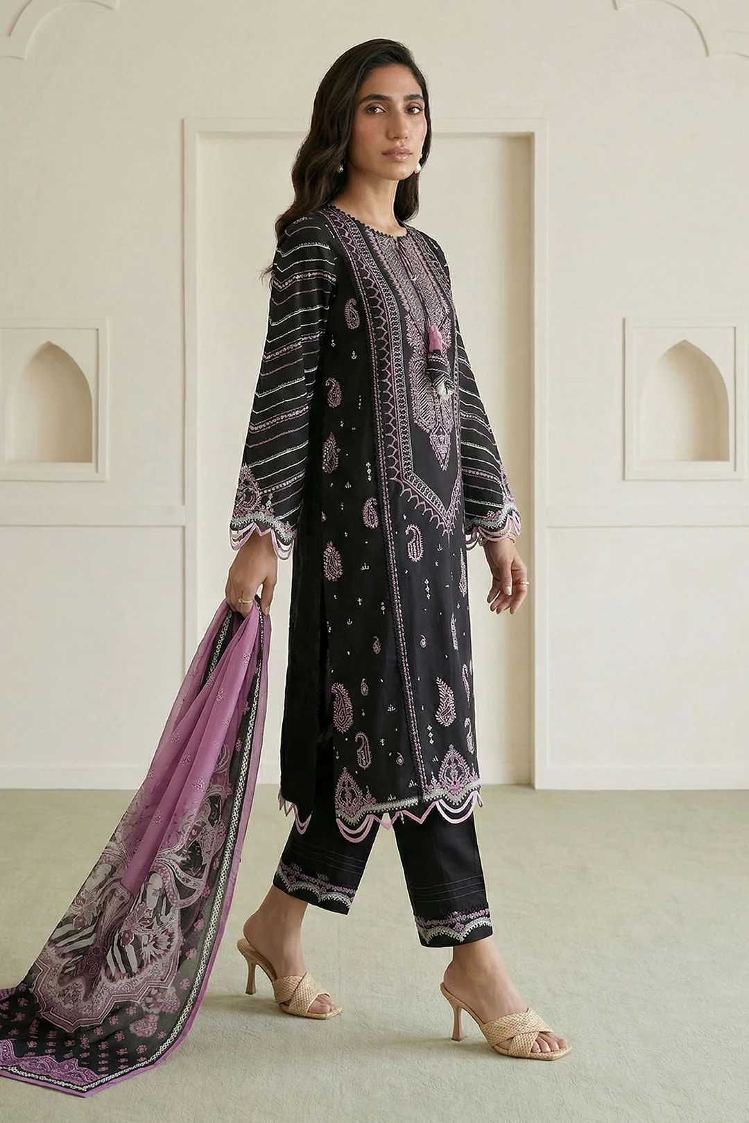 Embroidered Shirt Shalwar Dupatta - 0649 - Image 2