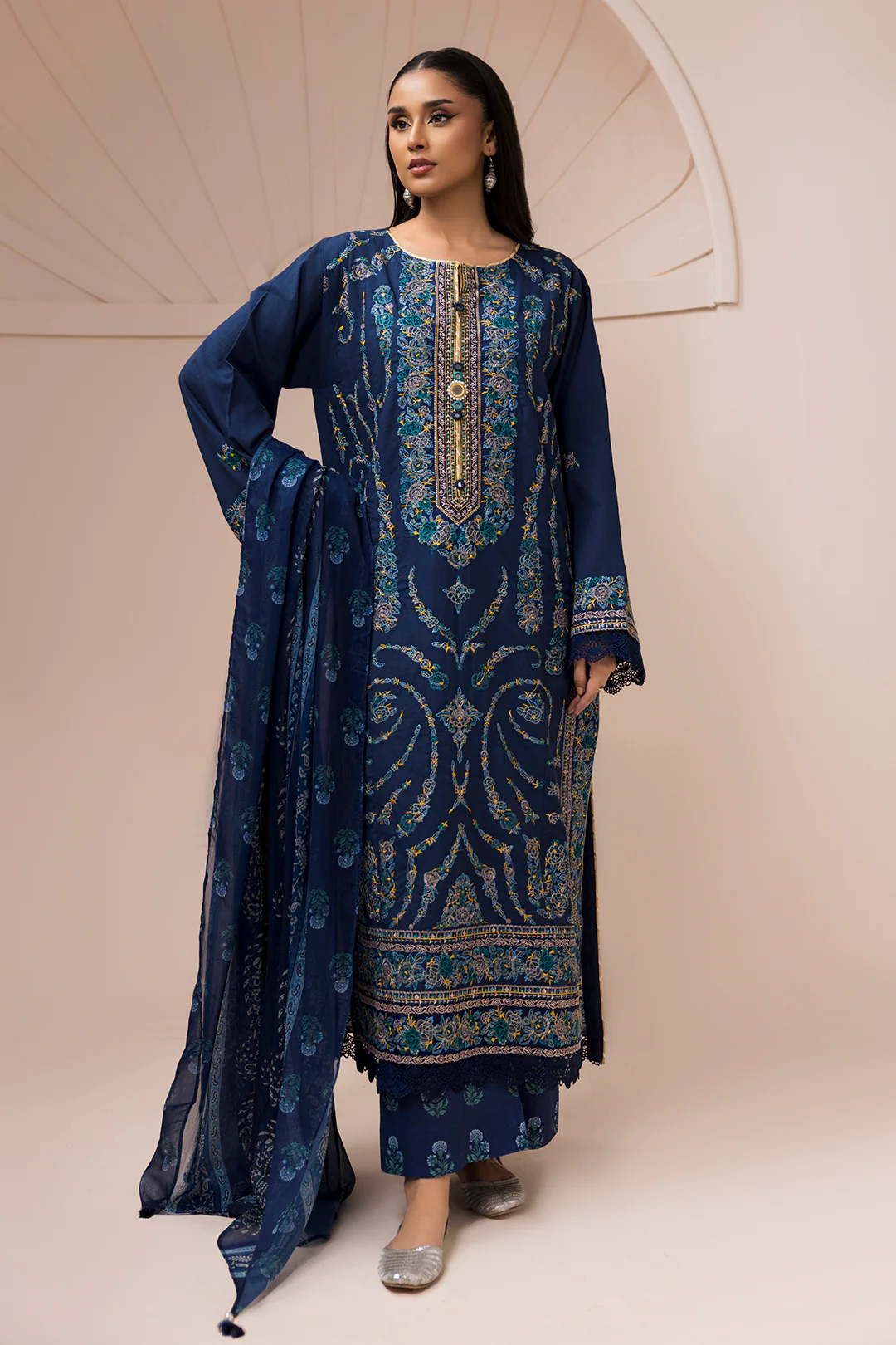 Embroidered Shirt Shalwar Dupatta - 0650 - Image 4