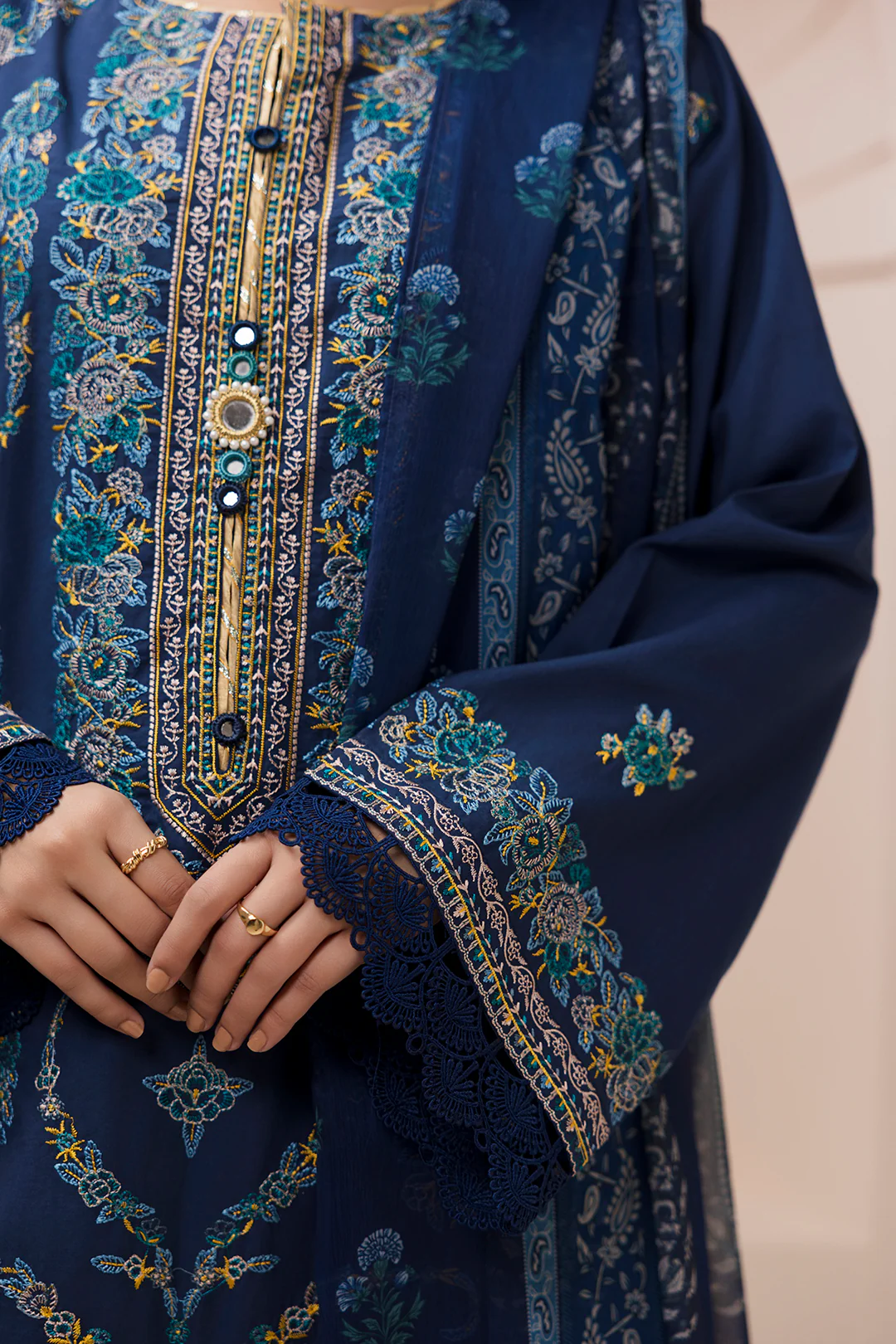 Embroidered Shirt Shalwar Dupatta - 0650 - Image 6