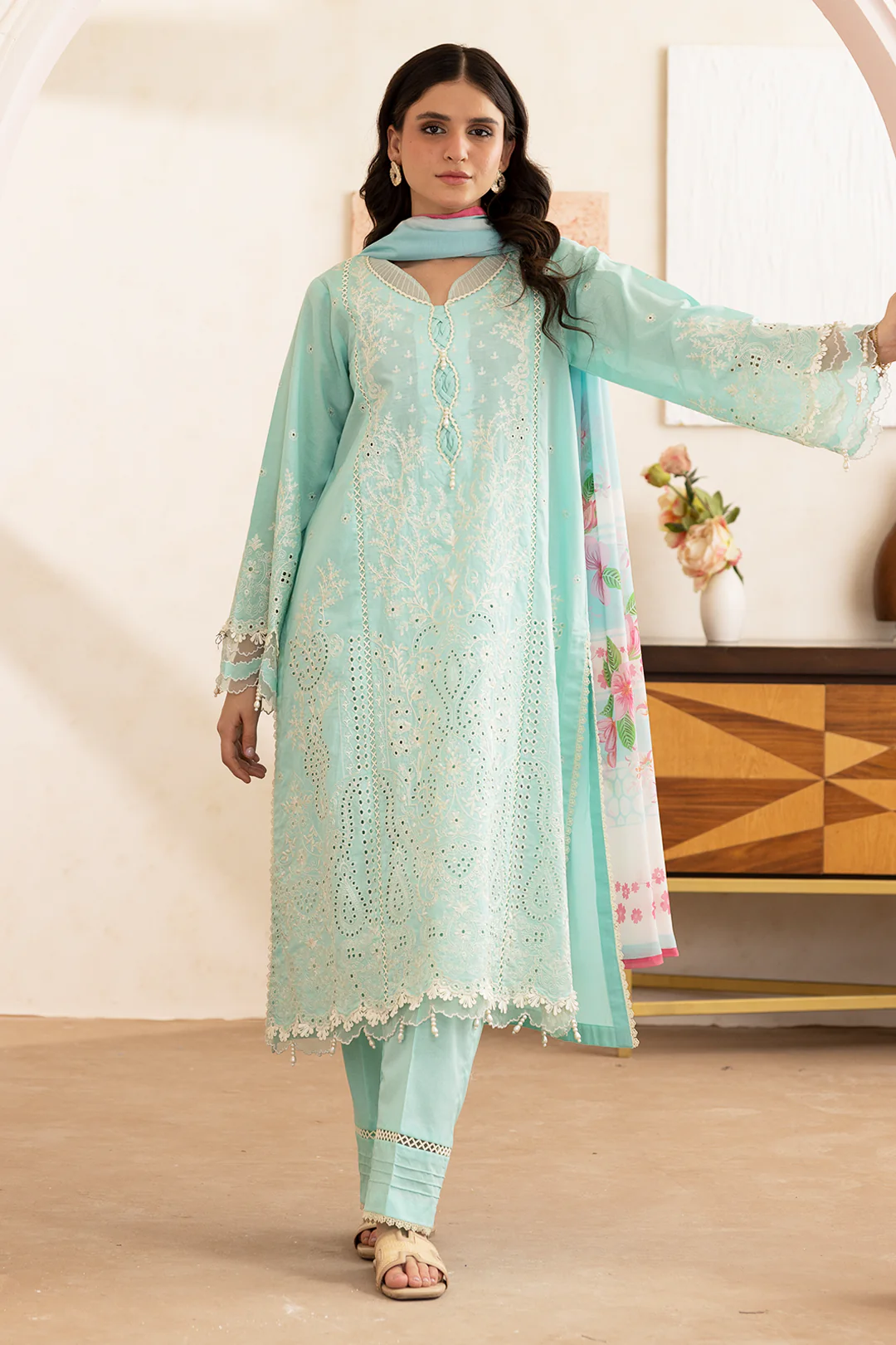 Embroidered Shirt Shalwar Dupatta - 0651 - Image 2