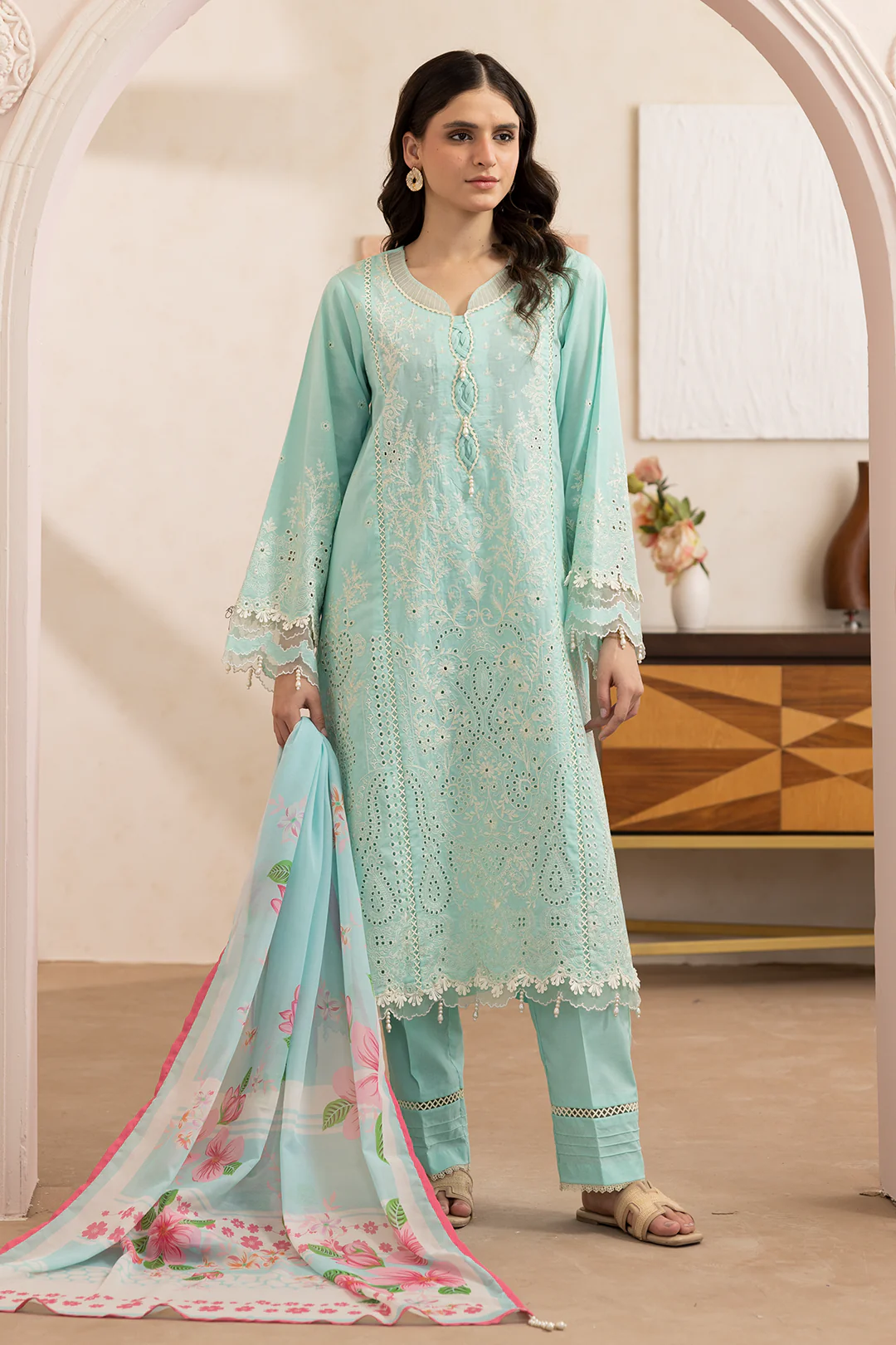 Embroidered Shirt Shalwar Dupatta - 0651 - Image 3
