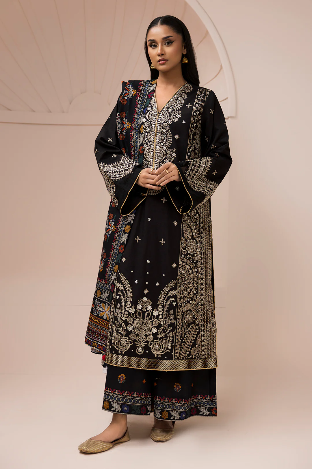 Embroidered Shirt Shalwar Dupatta - 0652 - Image 2