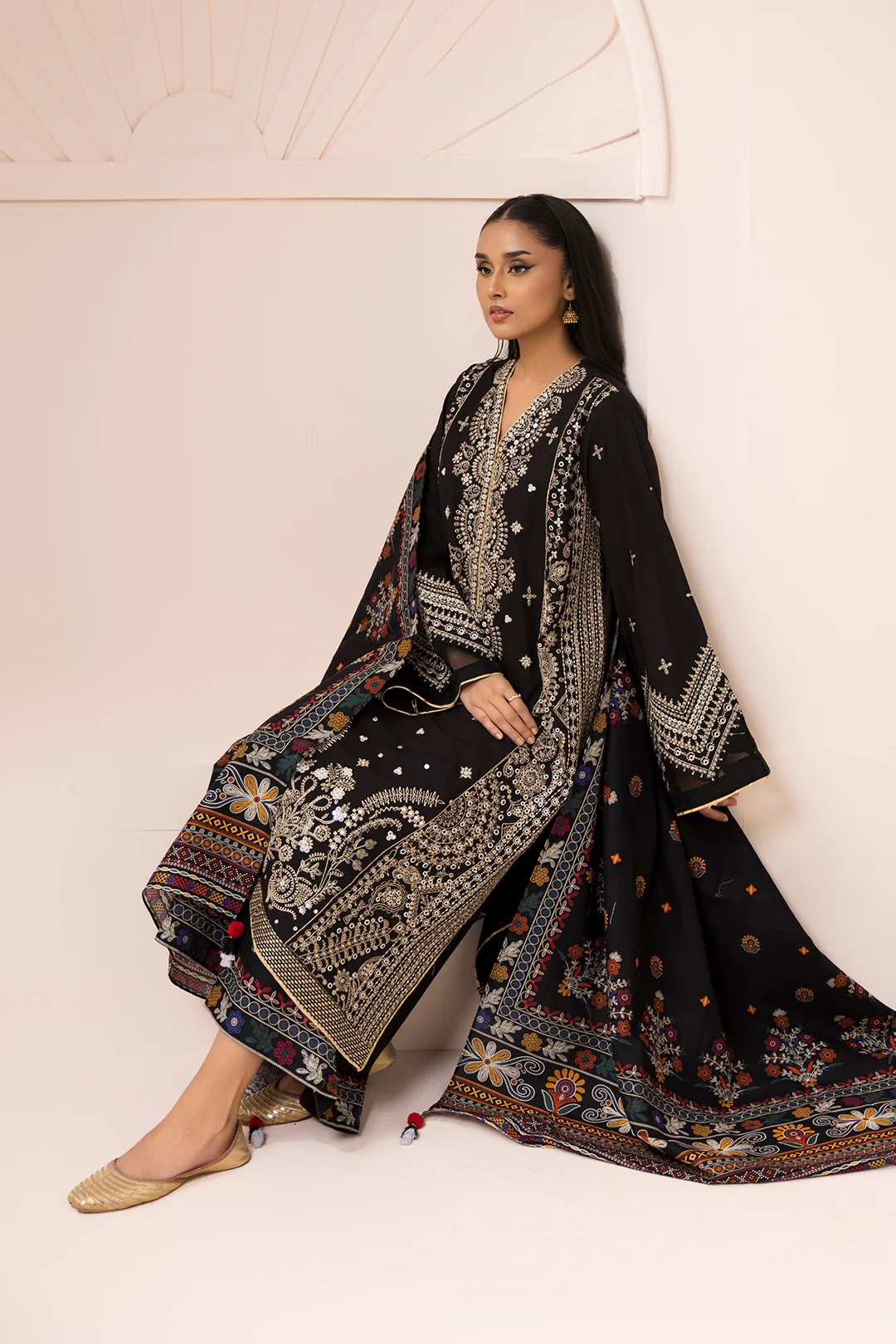 Embroidered Shirt Shalwar Dupatta - 0652 - Image 5