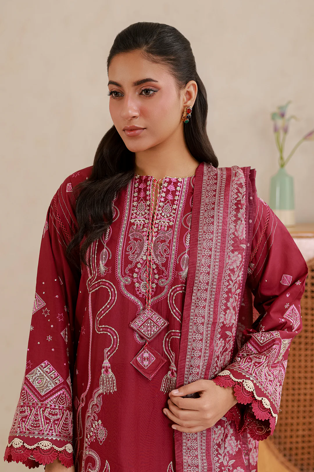 Embroidered Shirt Shalwar Dupatta - 0655 - Image 3