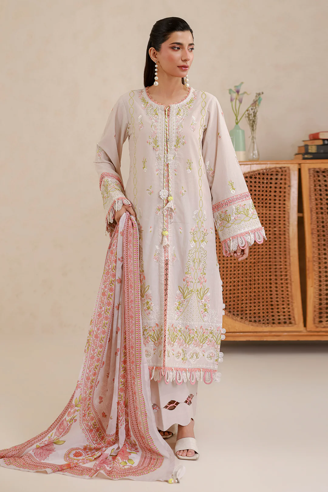 Embroidered Shirt Shalwar Dupatta - 0659 - Image 5