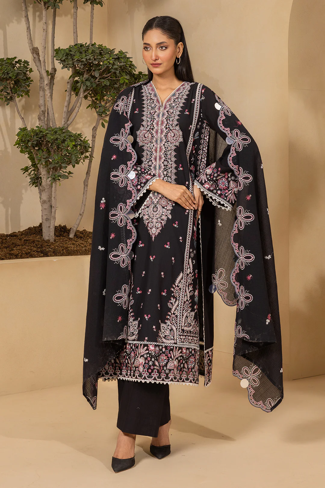 Embroidered Shirt Shalwar Dupatta - 0660 - Image 4