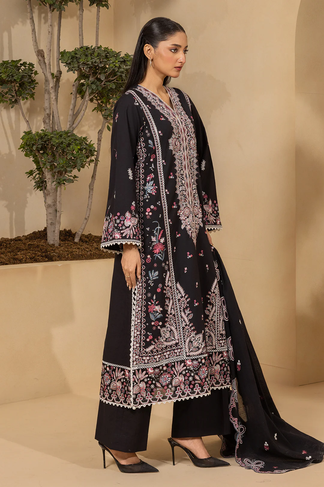 Embroidered Shirt Shalwar Dupatta - 0660 - Image 7
