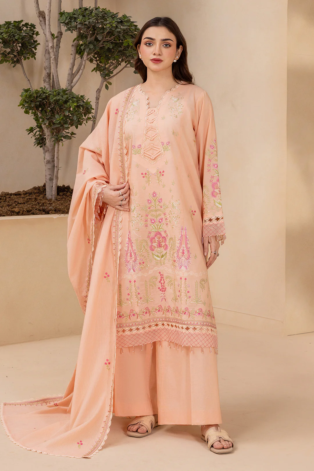 Embroidered Shirt Shalwar Dupatta - 0714 - Image 4