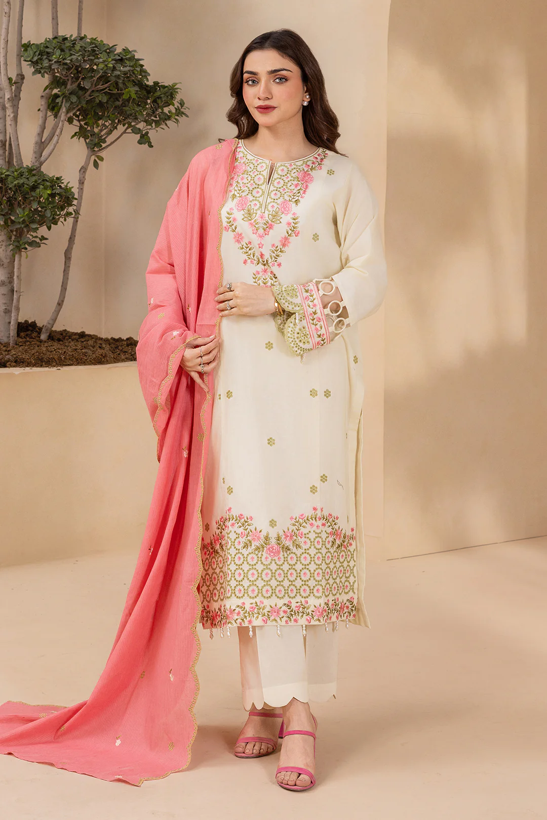 Embroidered Shirt Shalwar Dupatta - 0716 - Image 3