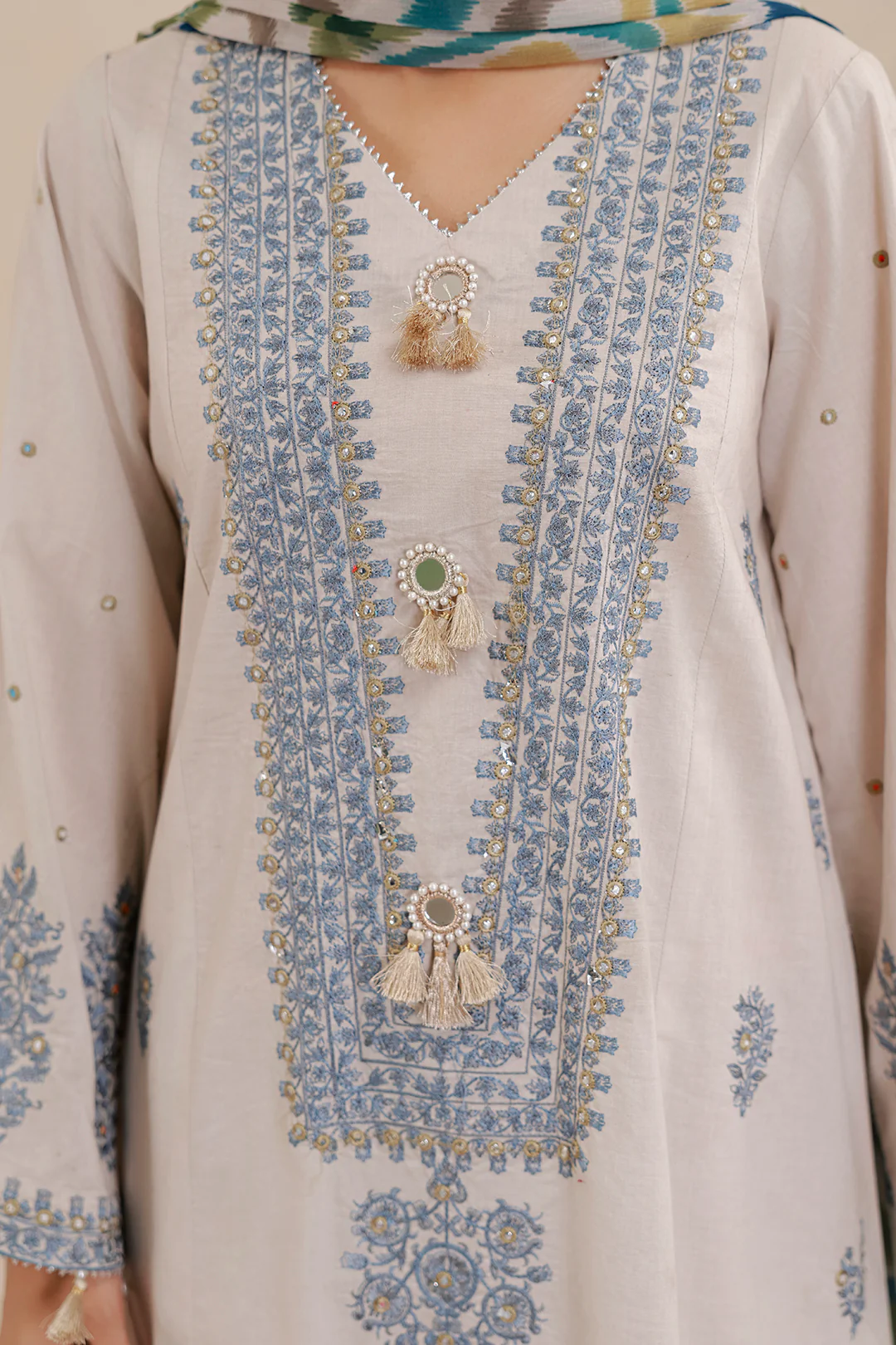 Embroidered Shirt Shalwar Dupatta - 0718 - Image 6