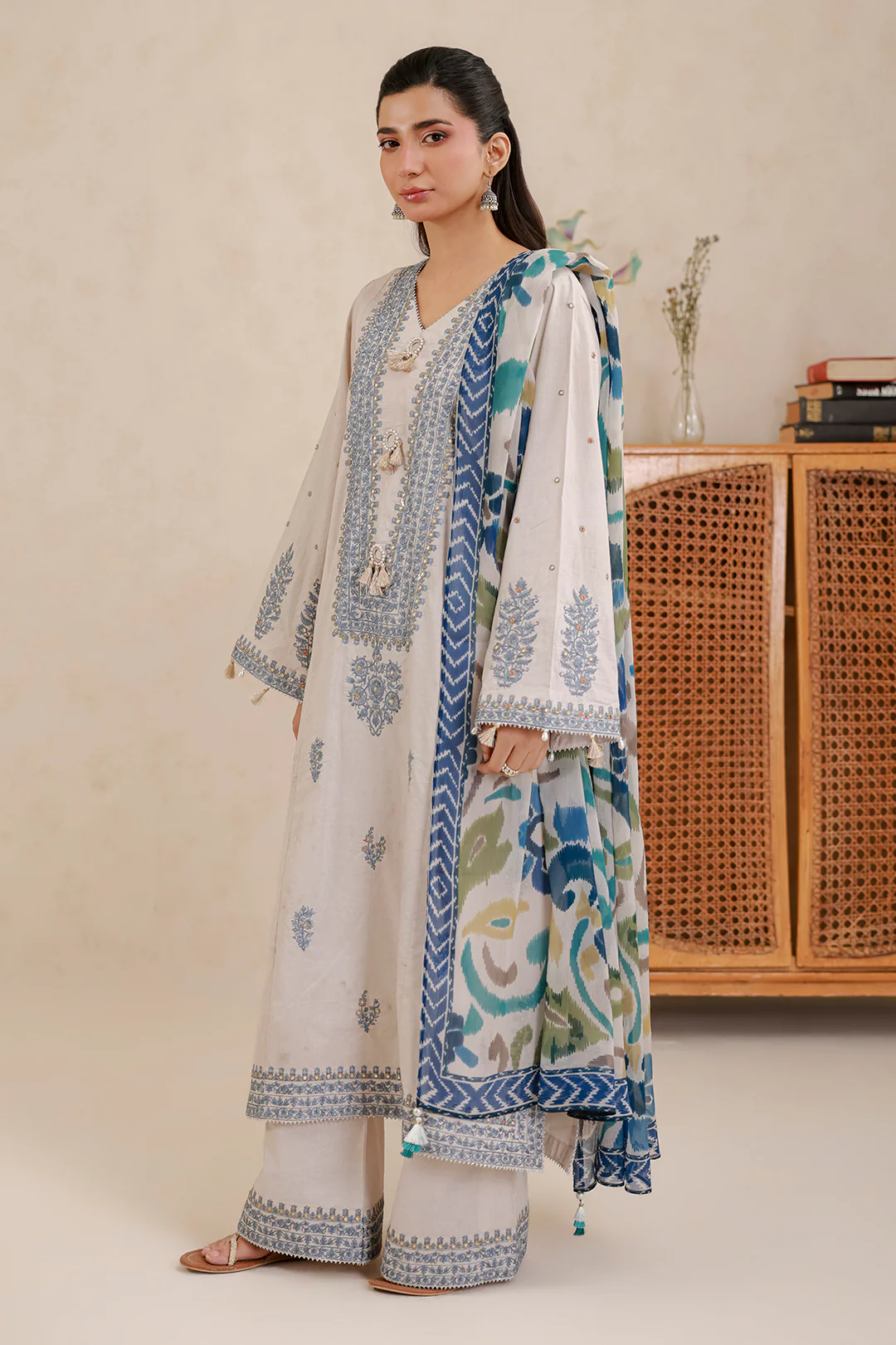 Embroidered Shirt Shalwar Dupatta - 0718 - Image 8
