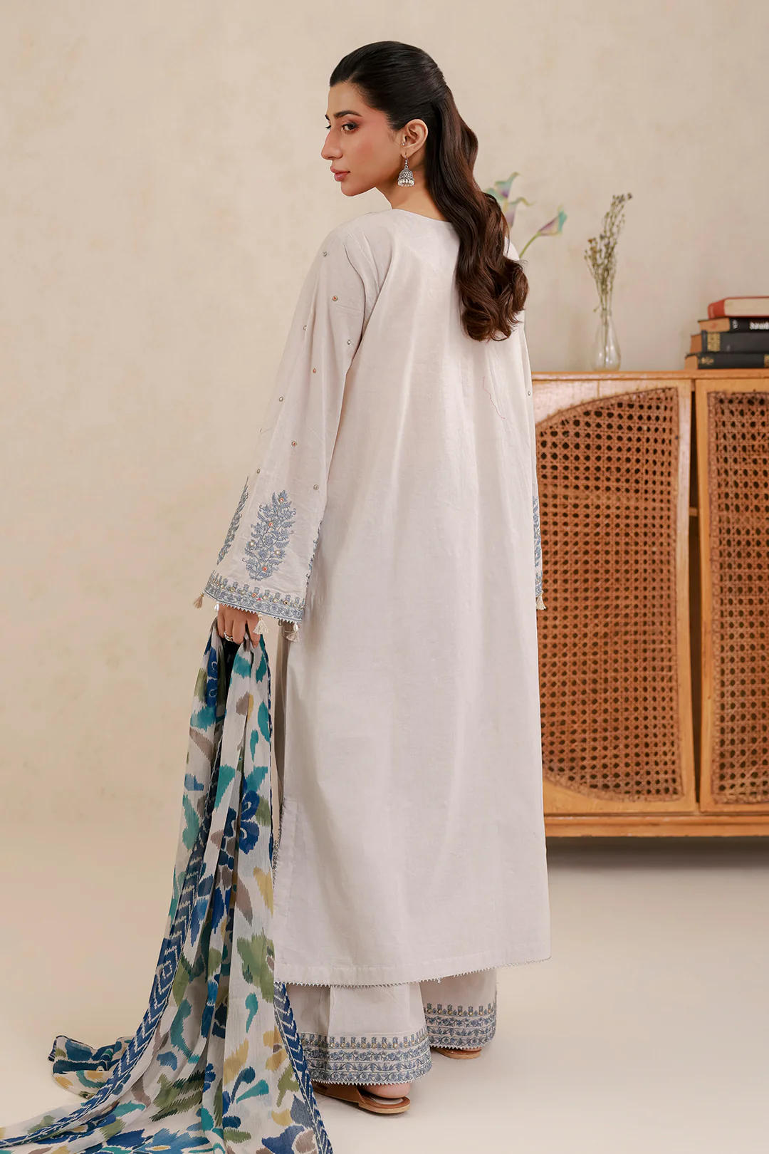 Embroidered Shirt Shalwar Dupatta - 0718 - Image 9