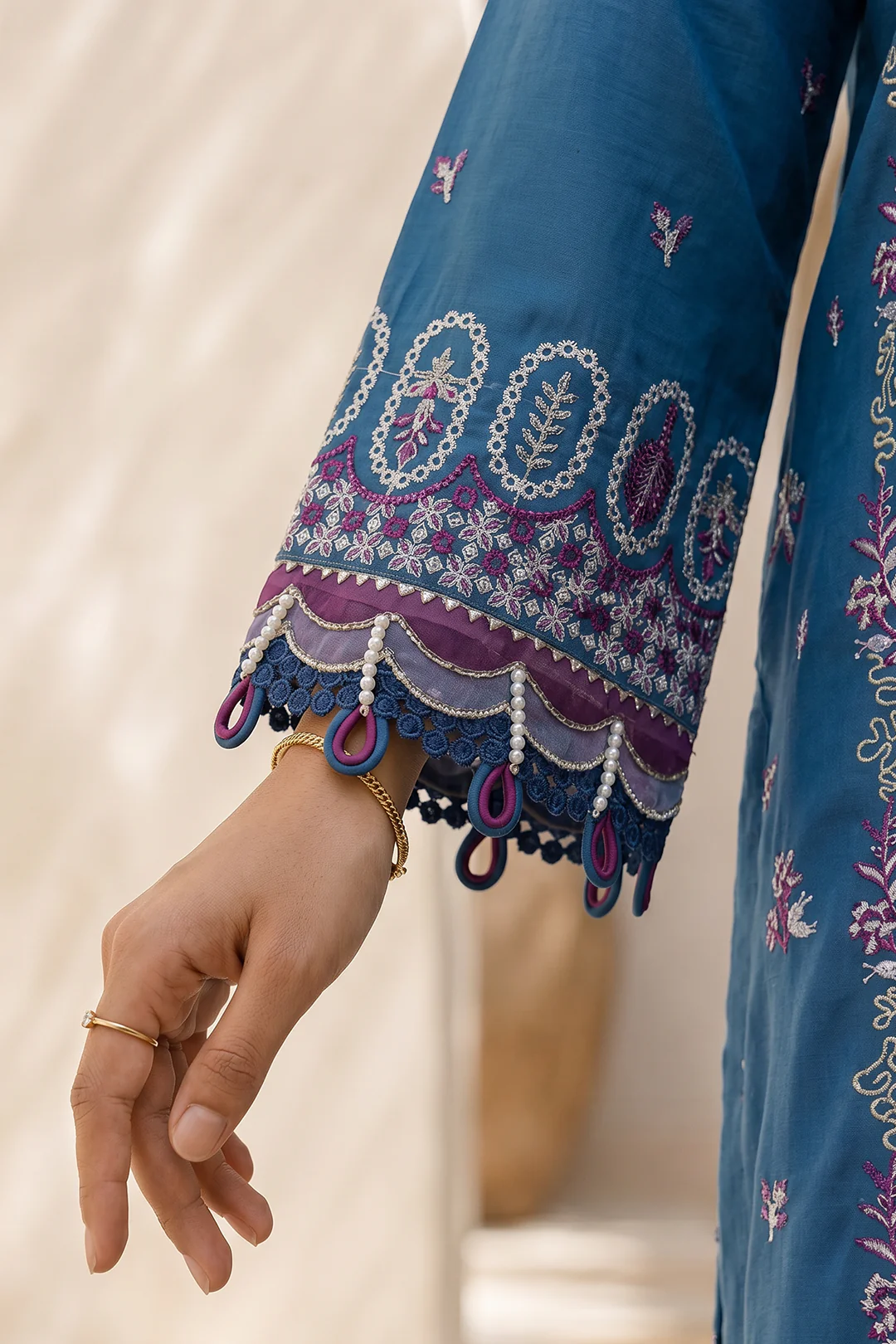 Embroidered Shirt Shalwar Dupatta - 0719 - Image 5