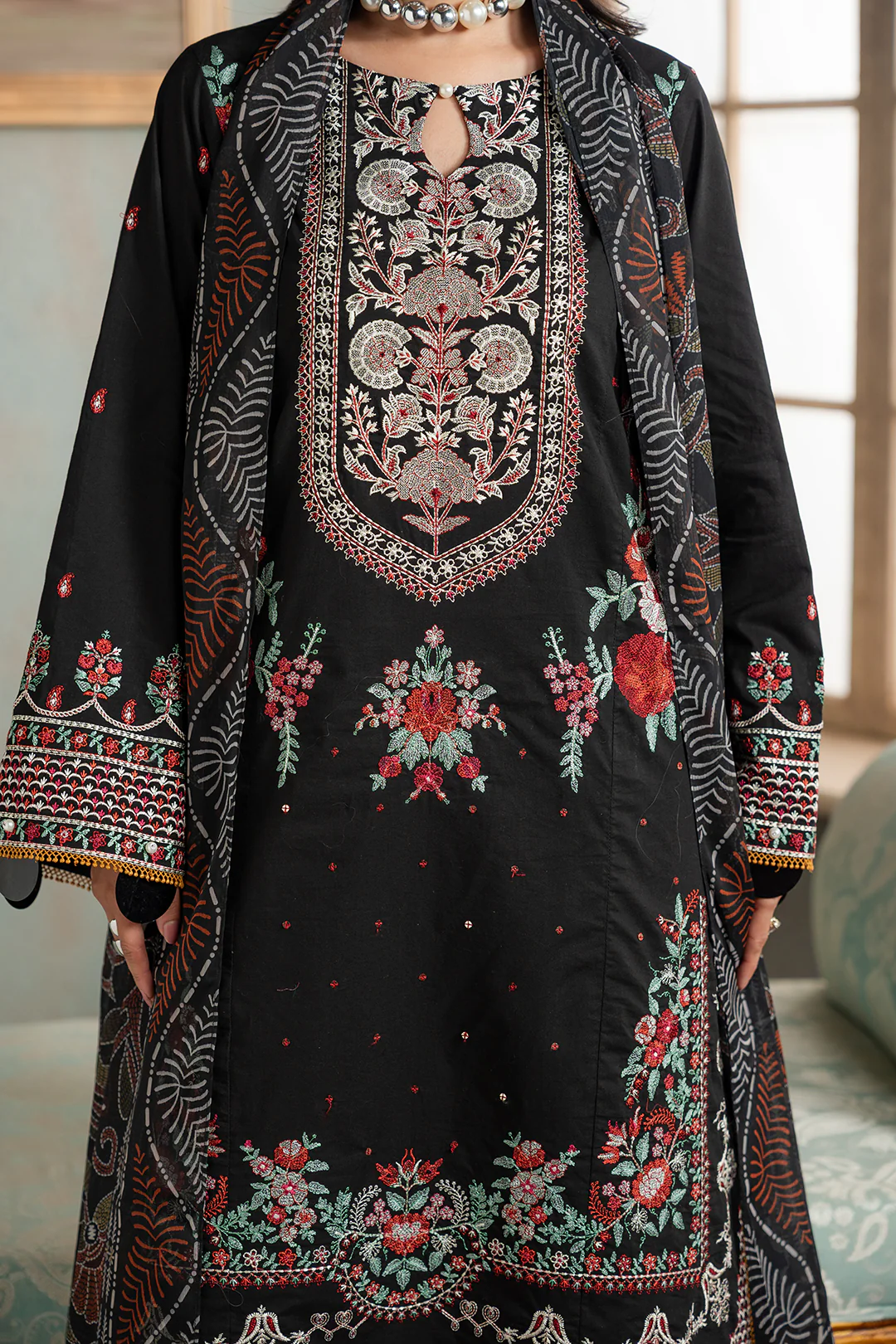 Embroidered Shirt Shalwar Dupatta - 0720 - Image 5