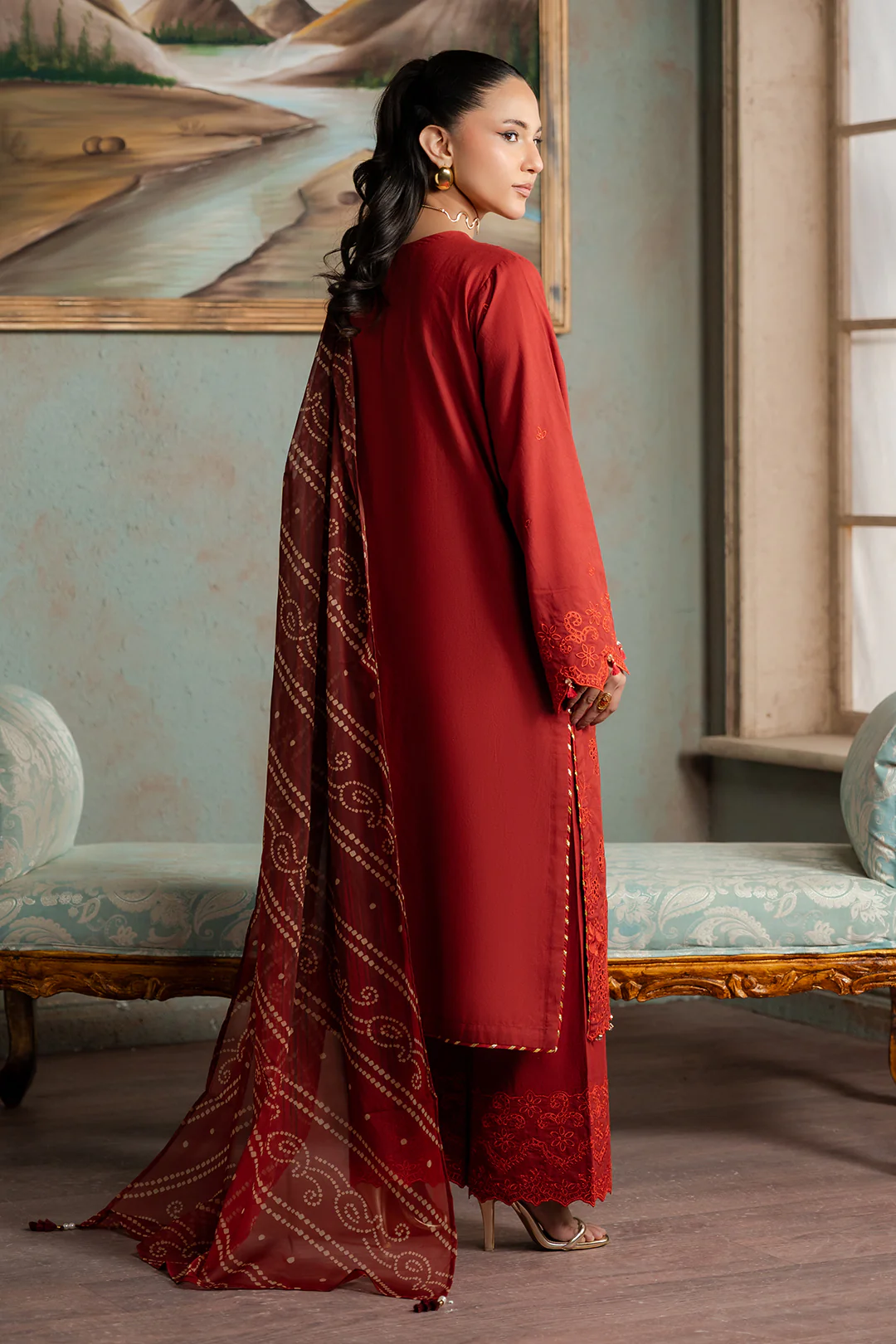 Embroidered Shirt Shalwar Dupatta - 0722 - Image 13