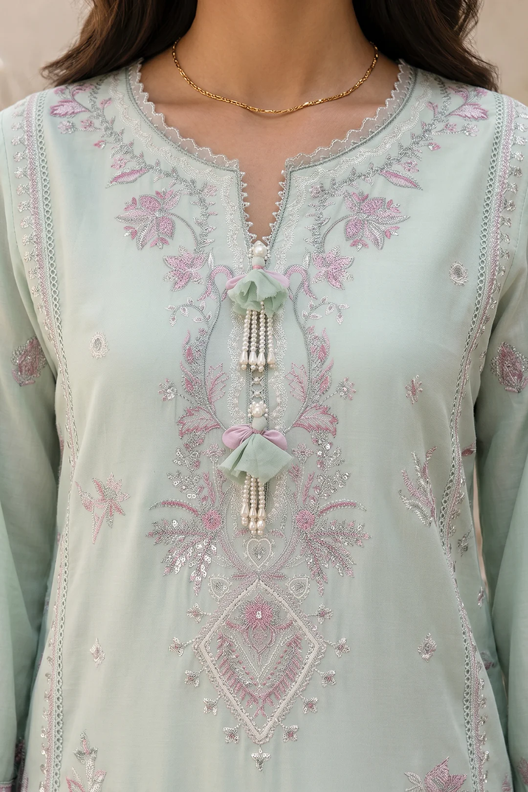 Embroidered Shirt Shalwar Dupatta - 0723 - Image 3