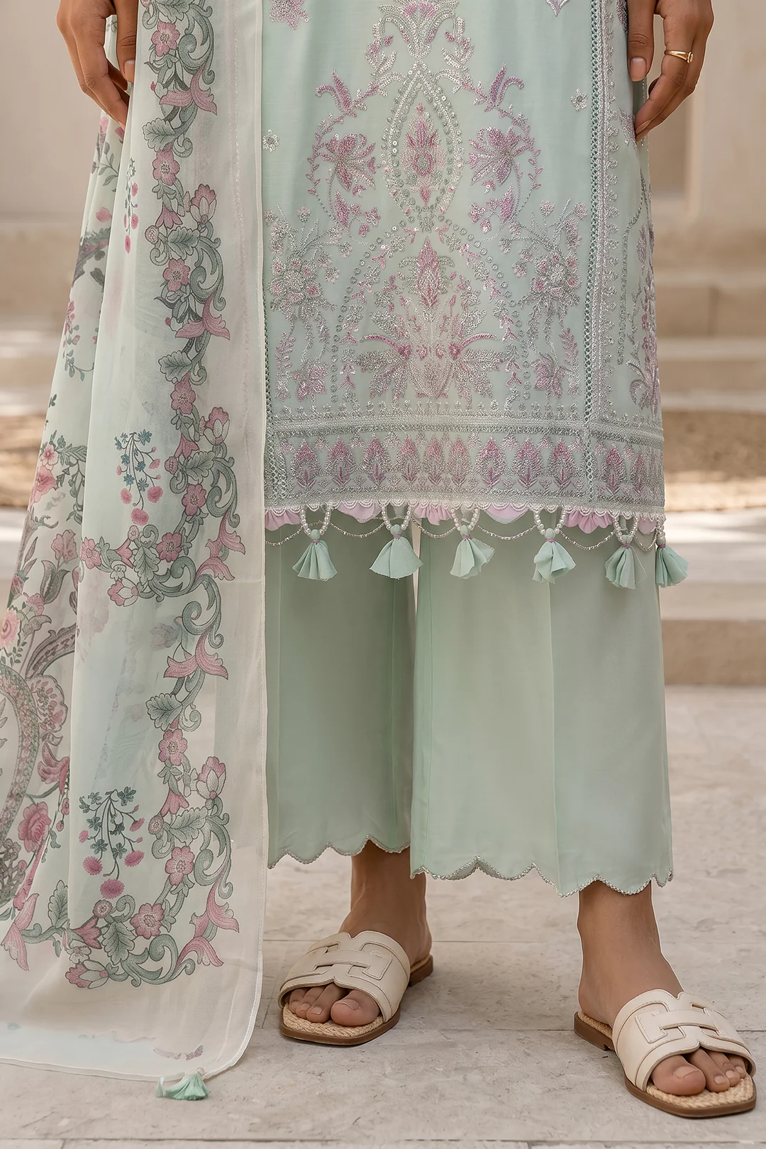Embroidered Shirt Shalwar Dupatta - 0723 - Image 4