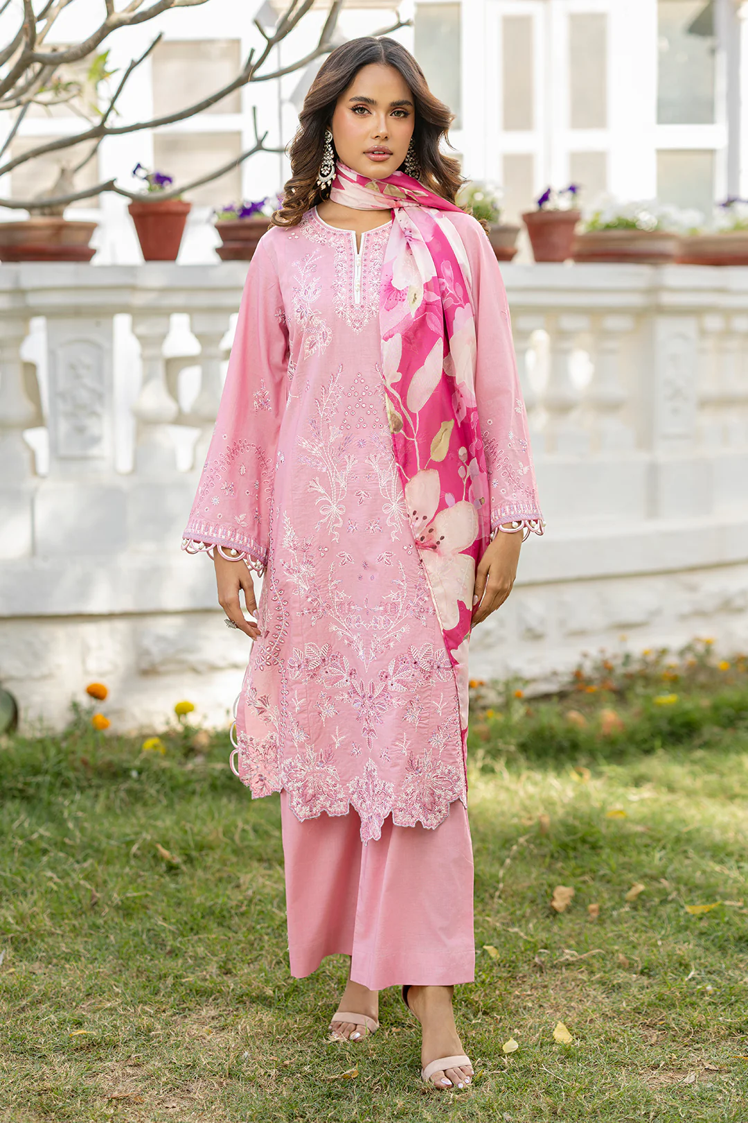 Embroidered Shirt Shalwar Dupatta - 0724 - Image 3